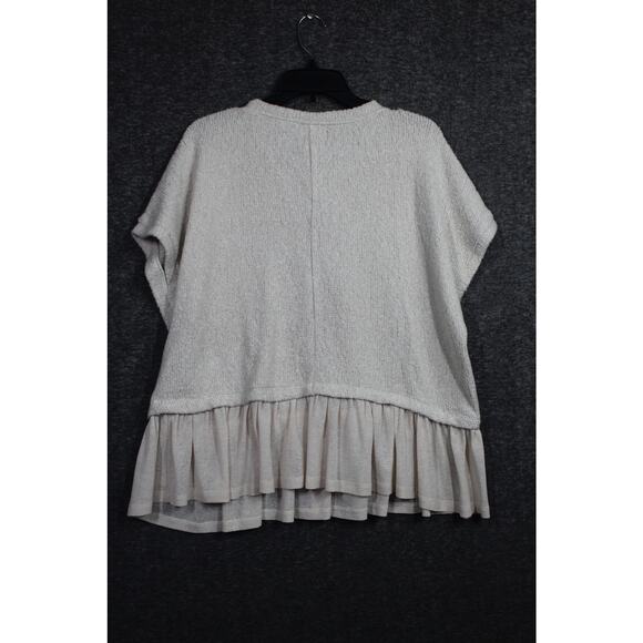 Pilcro Top size XL Cream Babydoll Peplum Sweater Blouse - Picture 3 of 6